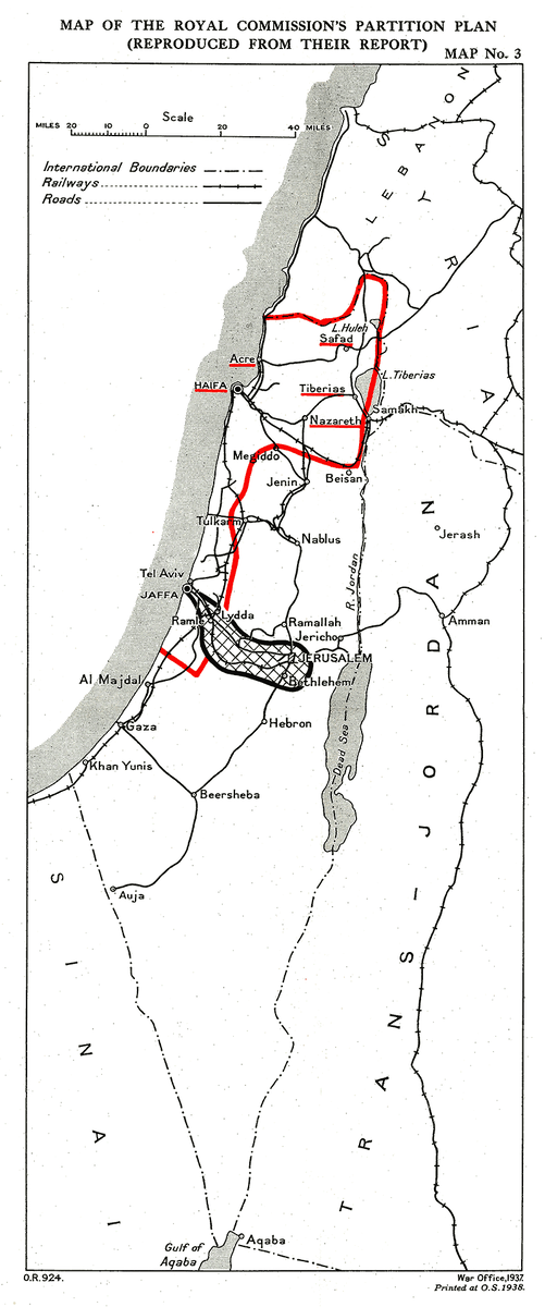 Карта плана раздела Палестины.