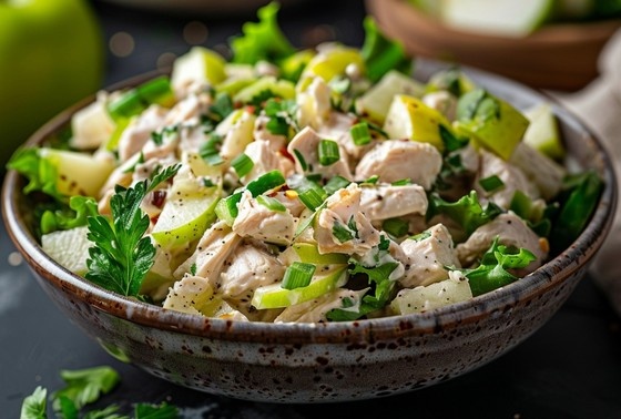    Зеленый салат из курицы с сельдереем и яблоком