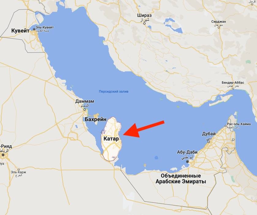 Катар на карте мира