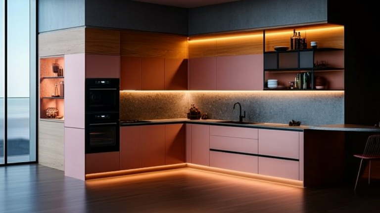    Розовая кухня: уют и стиль на заказ svkuhni77