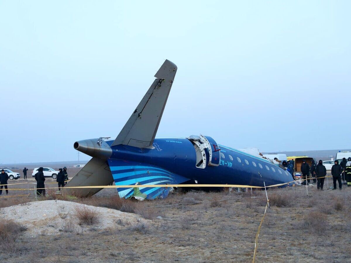    Место крушения самолёта Azerbaijan Airlines в Актау© Фото : Акимат Мангистауской области