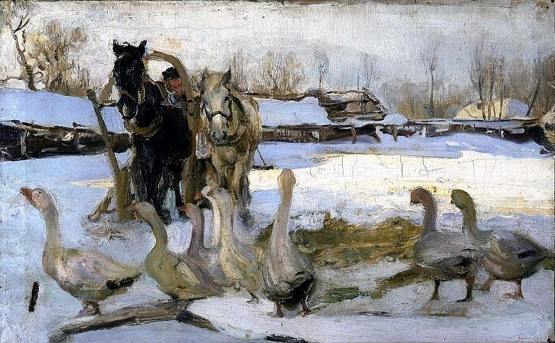 Никифоров Семен Гаврилович, «Зимний пейзаж»,1900-е, холст, масло, 28 х 45 см,
Краснодарский краевой художественный музей им. Ф.А. Коваленко