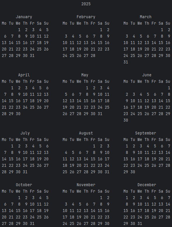      Вывод календаря на Python Admin