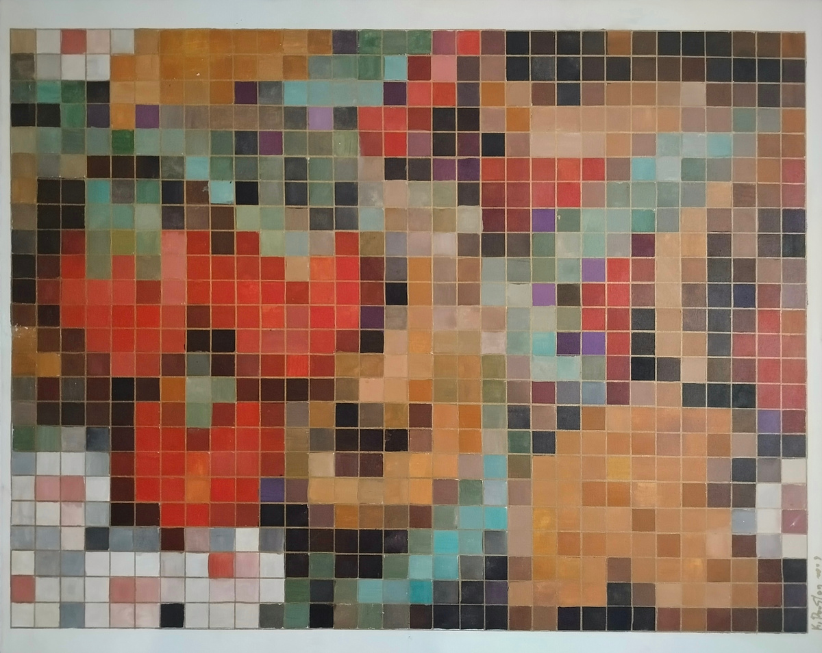 Хохлома из квадратов. 2009 год, 80х60