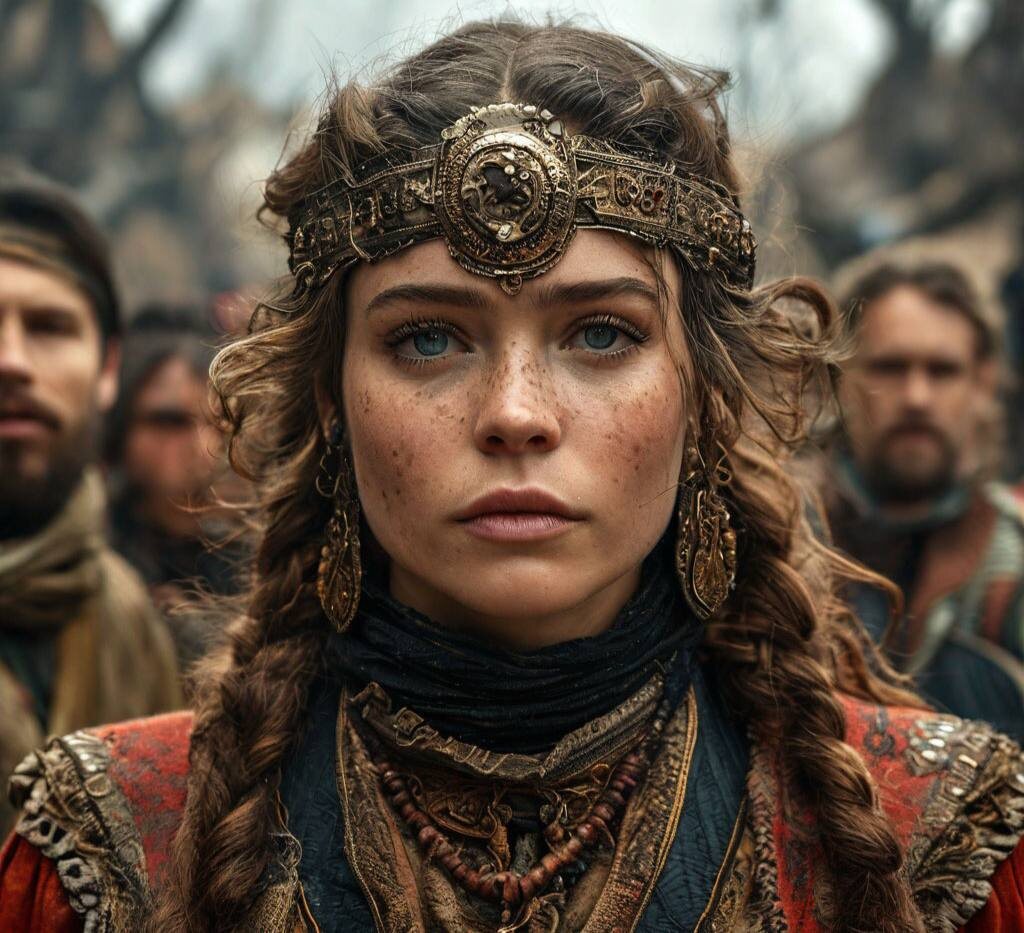 Нейросеть создала персонажа-девушку в тематике "Исторический фильм"