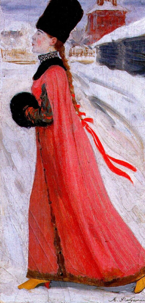 Московская девушка XVII века, 1903 г., Андрей Рябушкин. Источник фото: https://gallerix.ru/.
