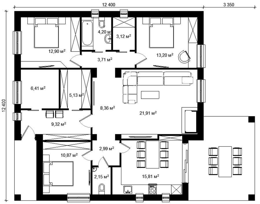 План с изолированной кухней