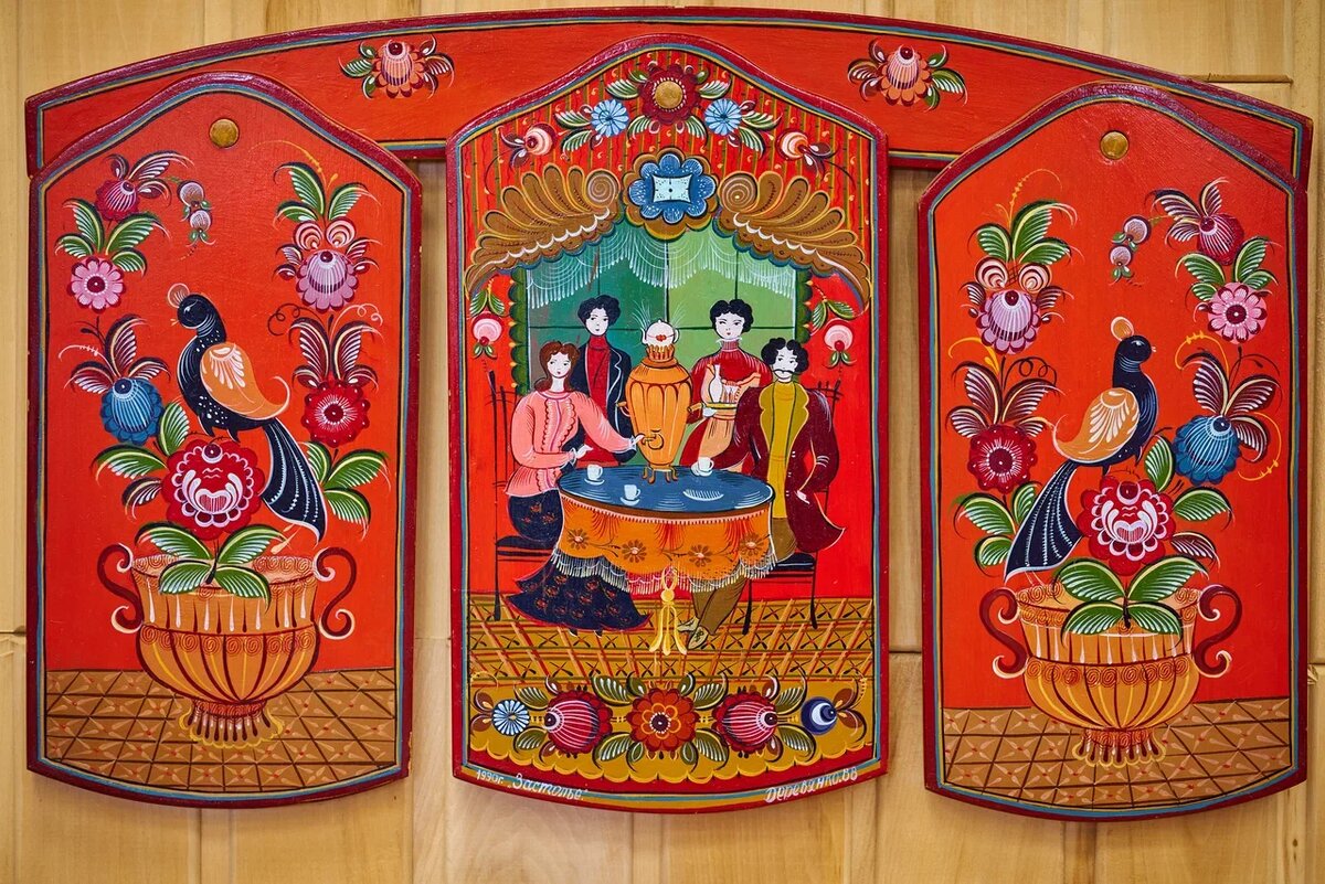 Образец городецкой росписи