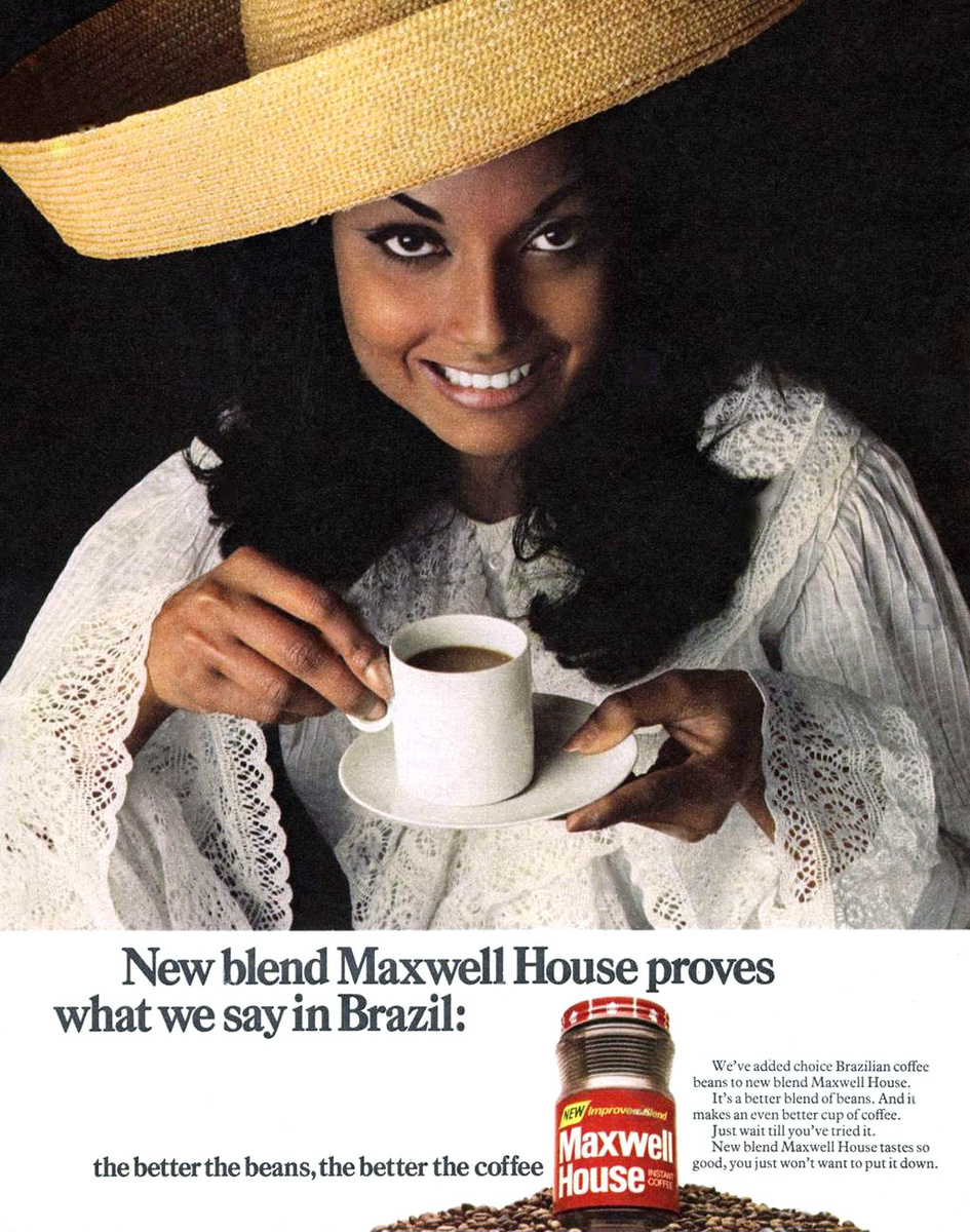 Будущая жена Майкла Кейна в рекламе кофе Maxwell House. Фотография из открытого источника. 