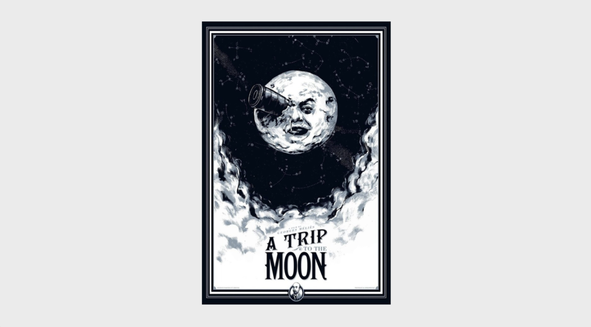 «Путешествие на Луну» (1902) Жоржа Мельеса. Постер с изображением Луны с человеческим лицом стал культовым и символом раннего киноискусства 