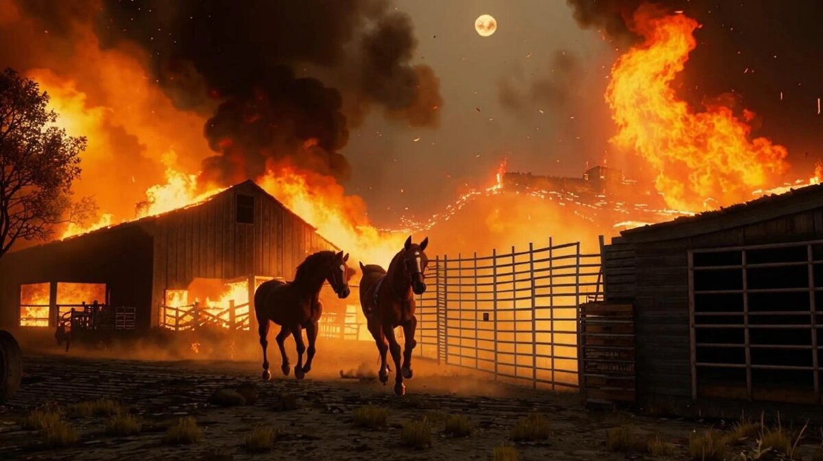 Пожар в конюшне. Фото из сети