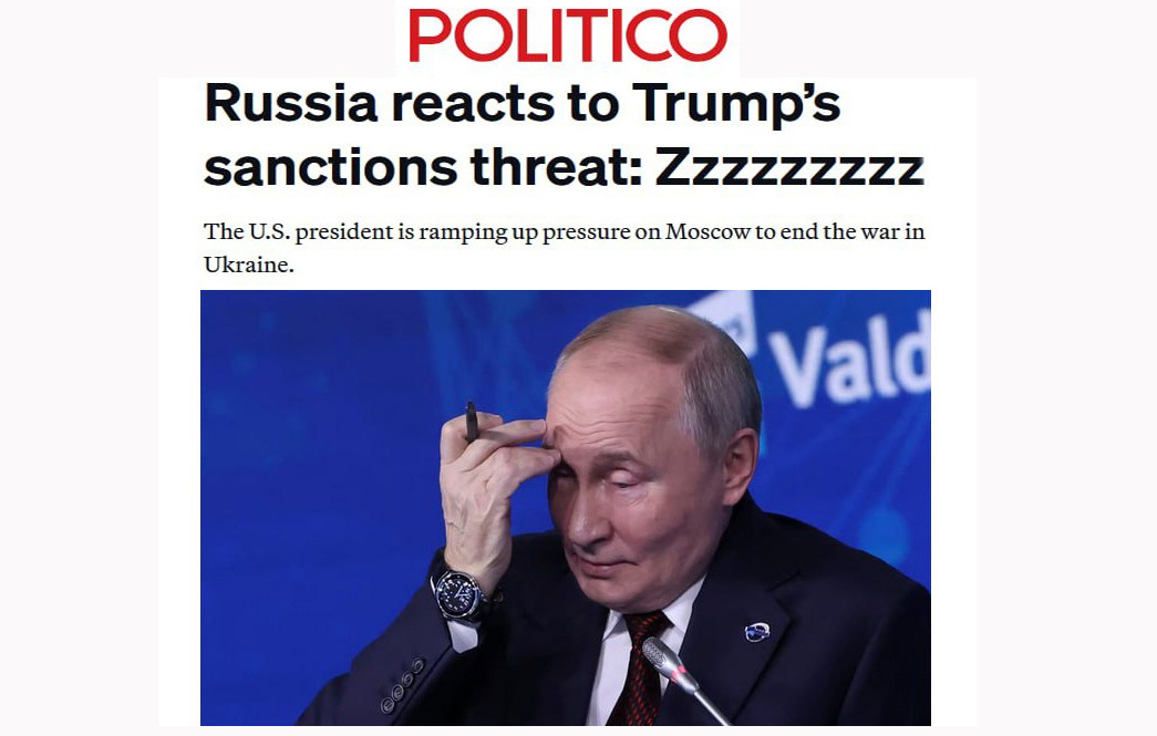 "Реакция России на санкции Трампа: хррр" (в англ. храп обозначают так же, как символ СВО - Z)