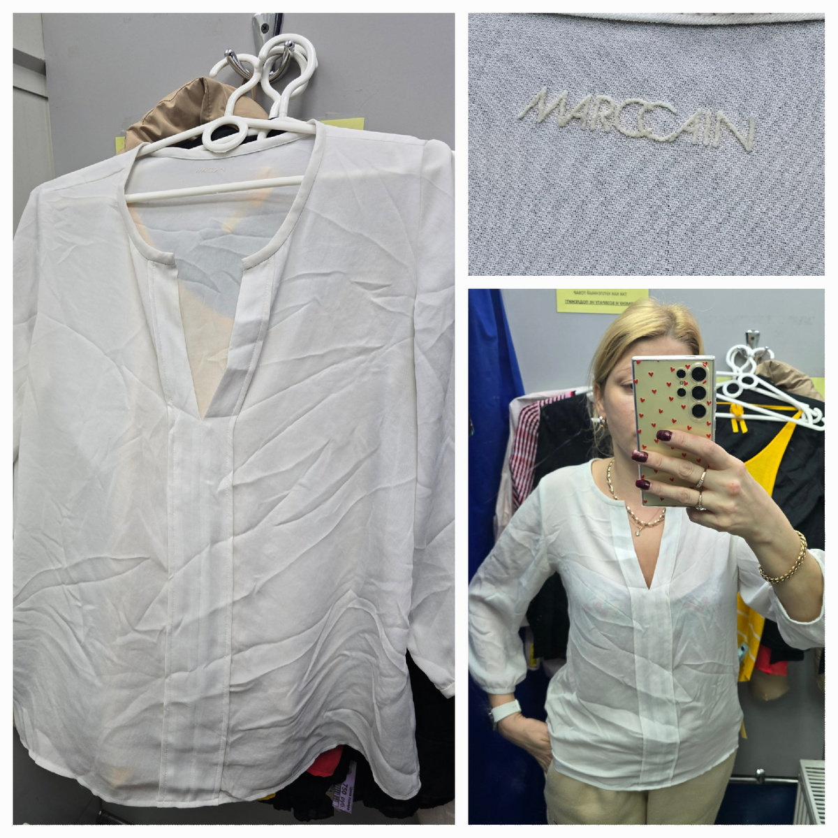 Блузка от Marc Cain, скорее всего вискоза.  Брать не стала,  хотя вещи от этой компании мне иногда симпатичны. 