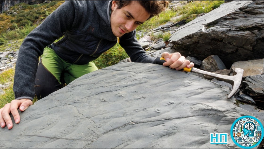 Следы лапок амфибий и рептилий, живших в эпоху ДО динозавров, 280 млн лет назад.