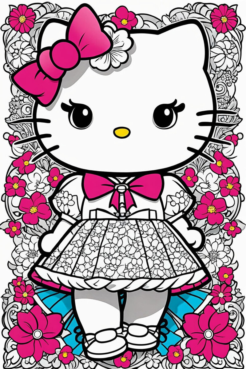 Китти в розовых цветах