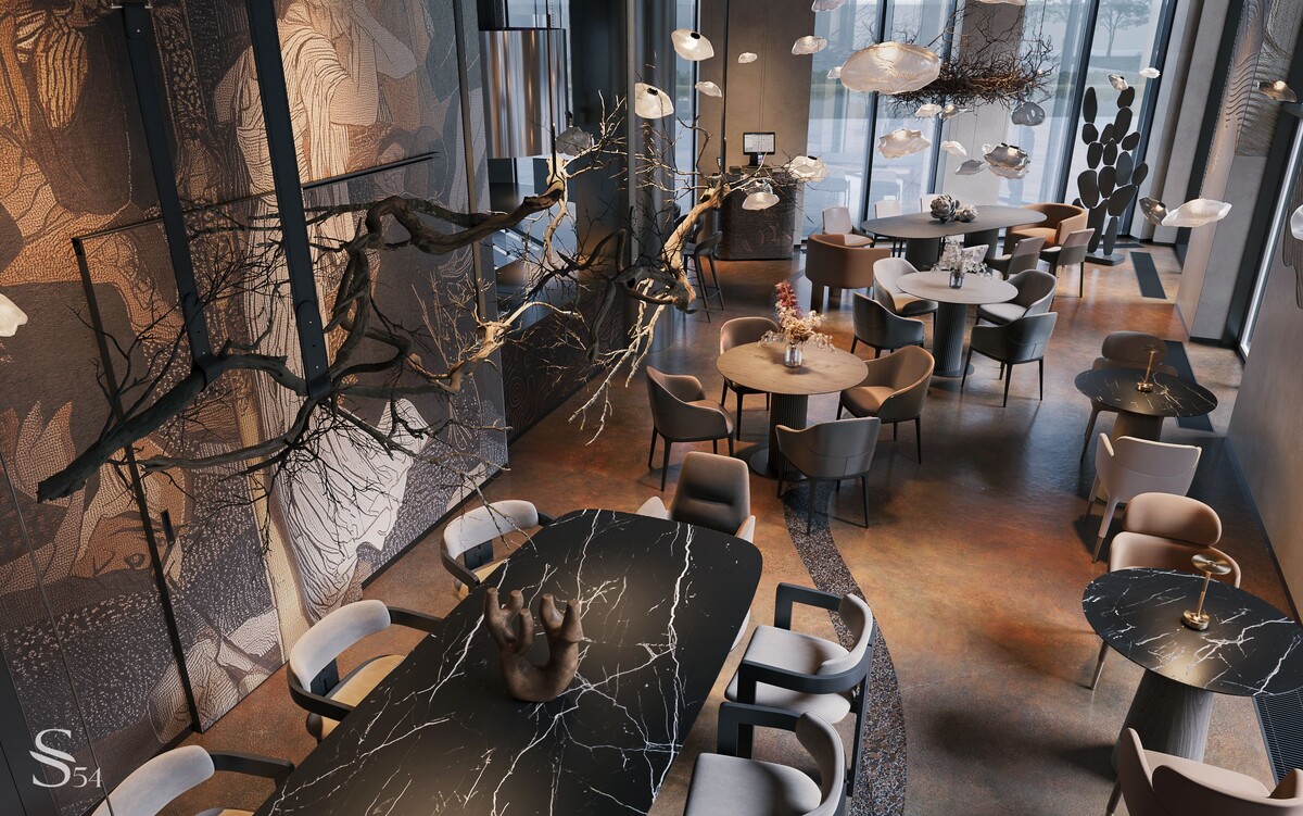 Интерьер ресторана в Перми в оттенке Mocha Mousse