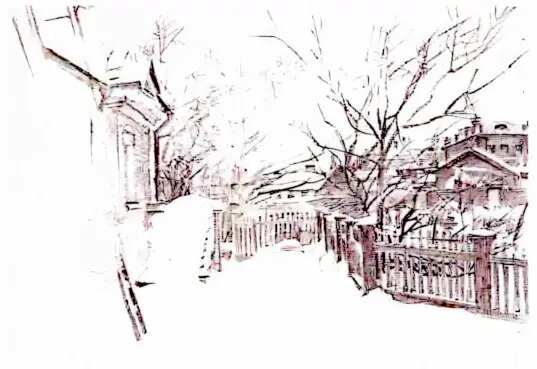 Михаил Врубель (1856—1910). Дворик зимой. ГТГ. Б, гр. карандаш. 