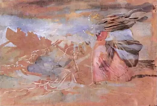 Александр Иванов (1806—1858). Хождение по водам (Христос спасает начинающего тонуть Петра). Бумага коричневая, акварель, белила. 