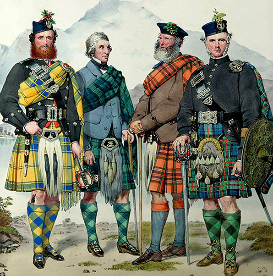 Шотландцы в национальной одежде