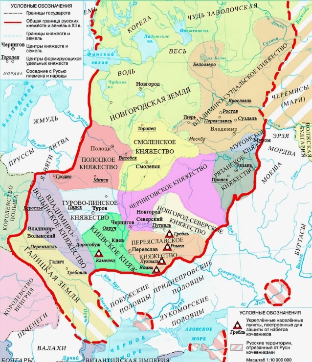 Древнерусские княжества в XII веке.