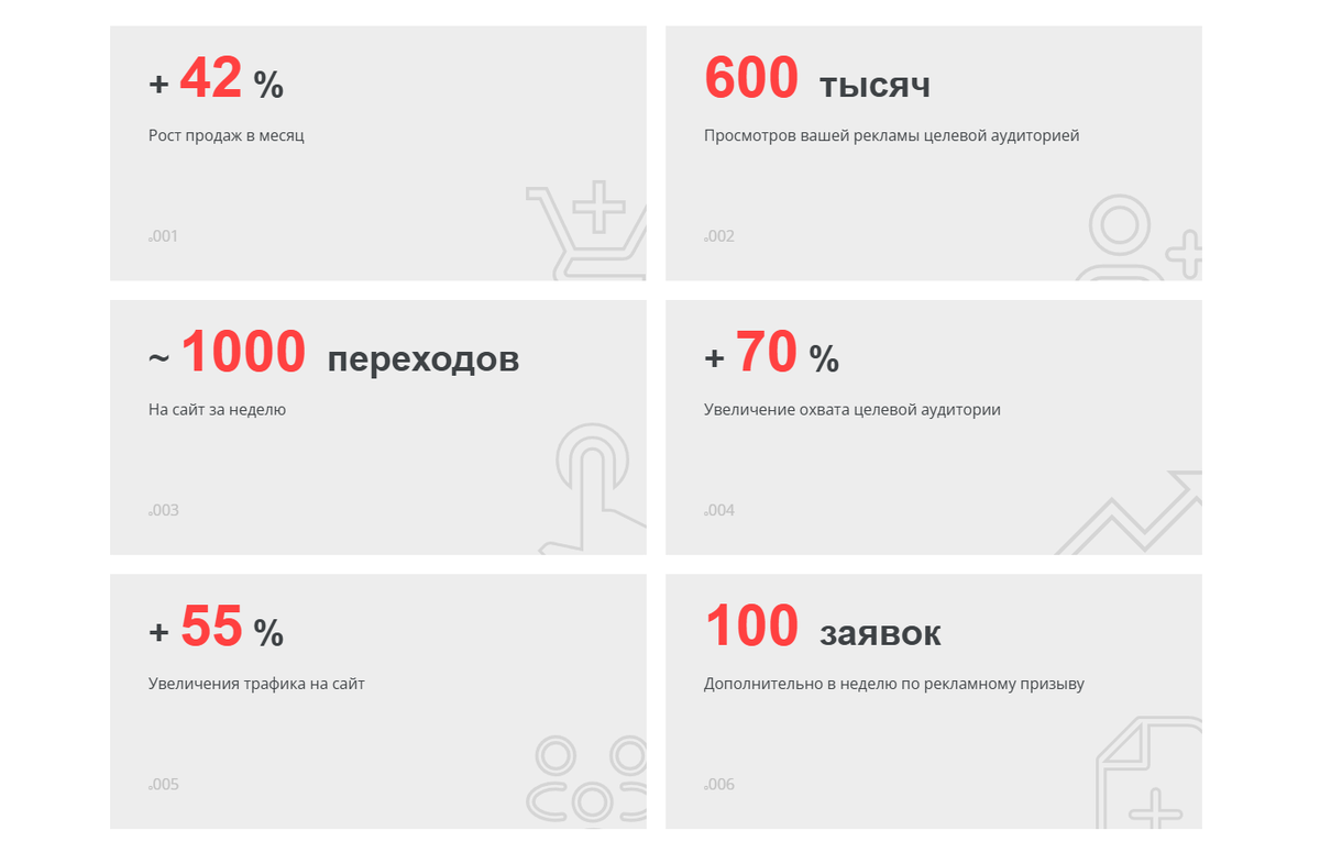 Блок с преимуществами, который дает понять клиенту, что вы профессионал