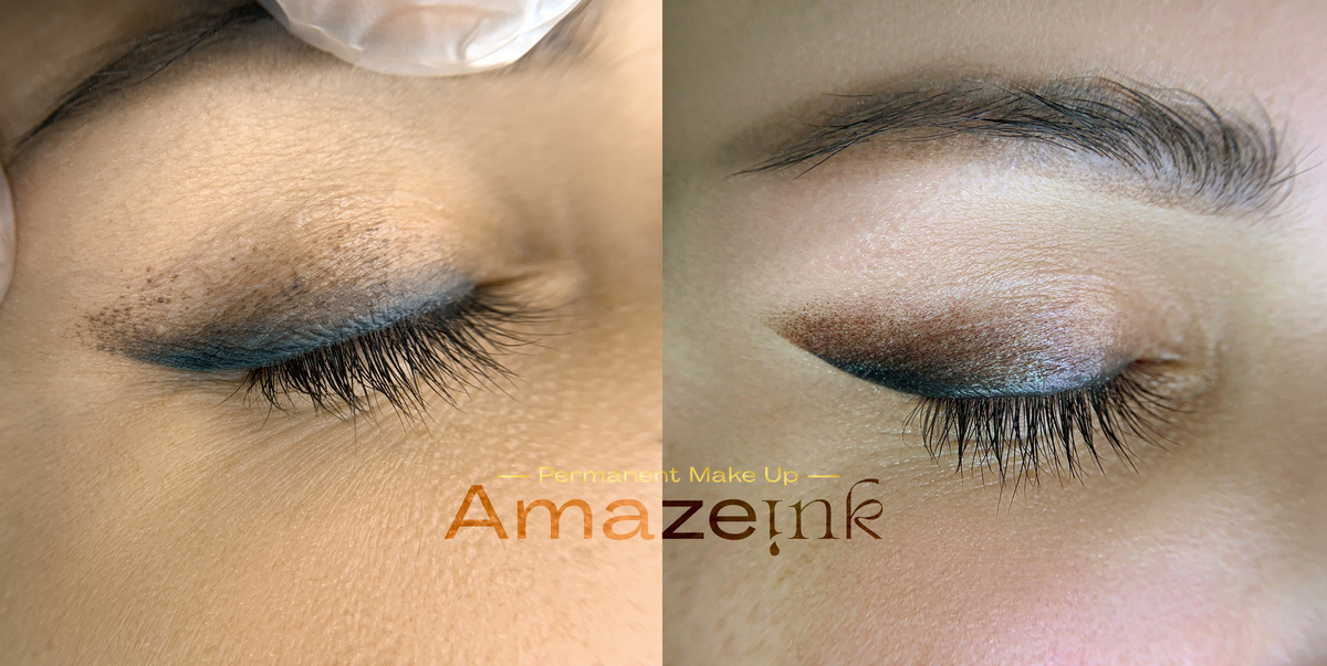 перекрытие старого татуажа, предыдущий мастер не справился с задачей.