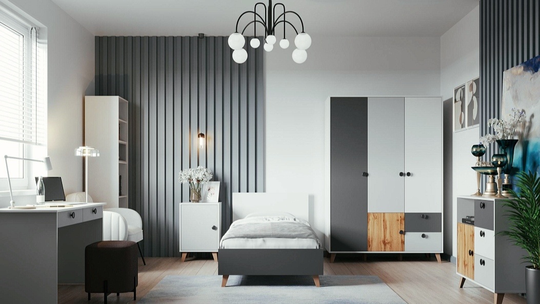 Модульная система Артис фабрика "Олмеко" г. Нижний Новгород. Такую детскую оценят и мальчики, и девочки благодаря очень удачному сочетанию цветов. Также такая мебель подойдёт для организации домашнего кабинета.