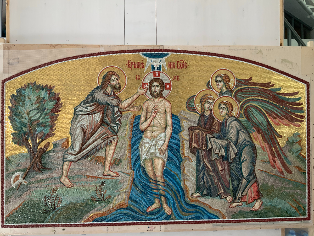 Мозаика готова фото в мастерской, после набора