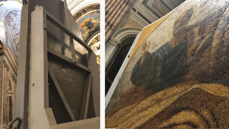 Мозаика Св Петр, вид  с боку и  на мозаику