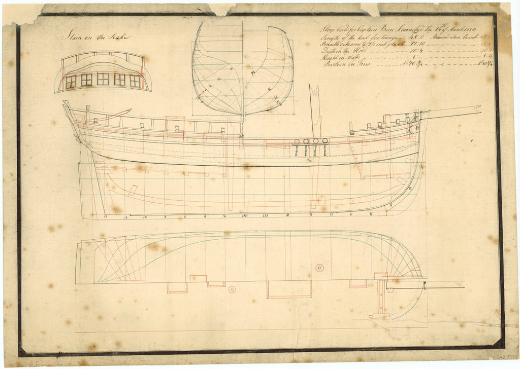 Неизвестный шлюп, 1785 г. J7562. National Maritime Museum, Greenwich, London
