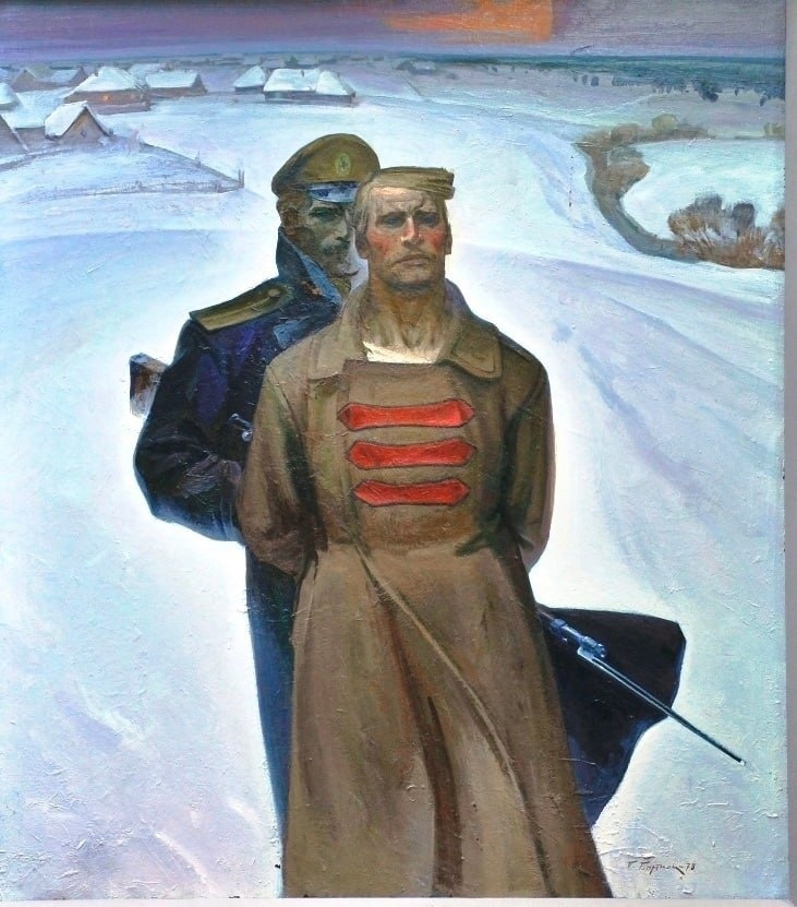 Братья. Художник: Бортнов Петр Степанович. Вот когда говорят, что Гражданская — это «брат на брата», то в случае с офицерами — это действительно почти буквально. Много случаев, когда один брат у белых, другой в РККА и т.д. 