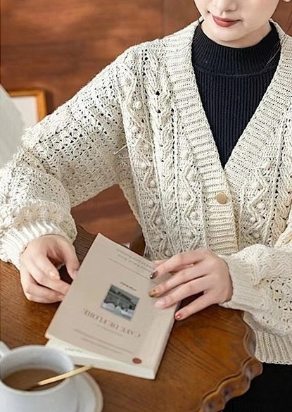 Связанный крючком кардиган (модель из китайского журнала)