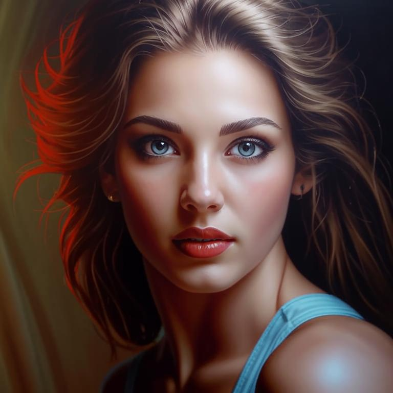 реалистичный портрет женщины, светлый фон, мягкие тени, акцент на глаза