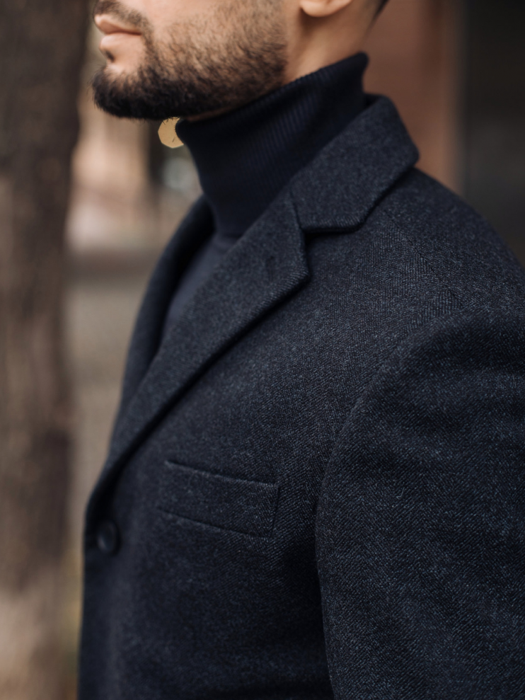 Мужское пальто из 100% шерсти Mazaltovman в синем цвете