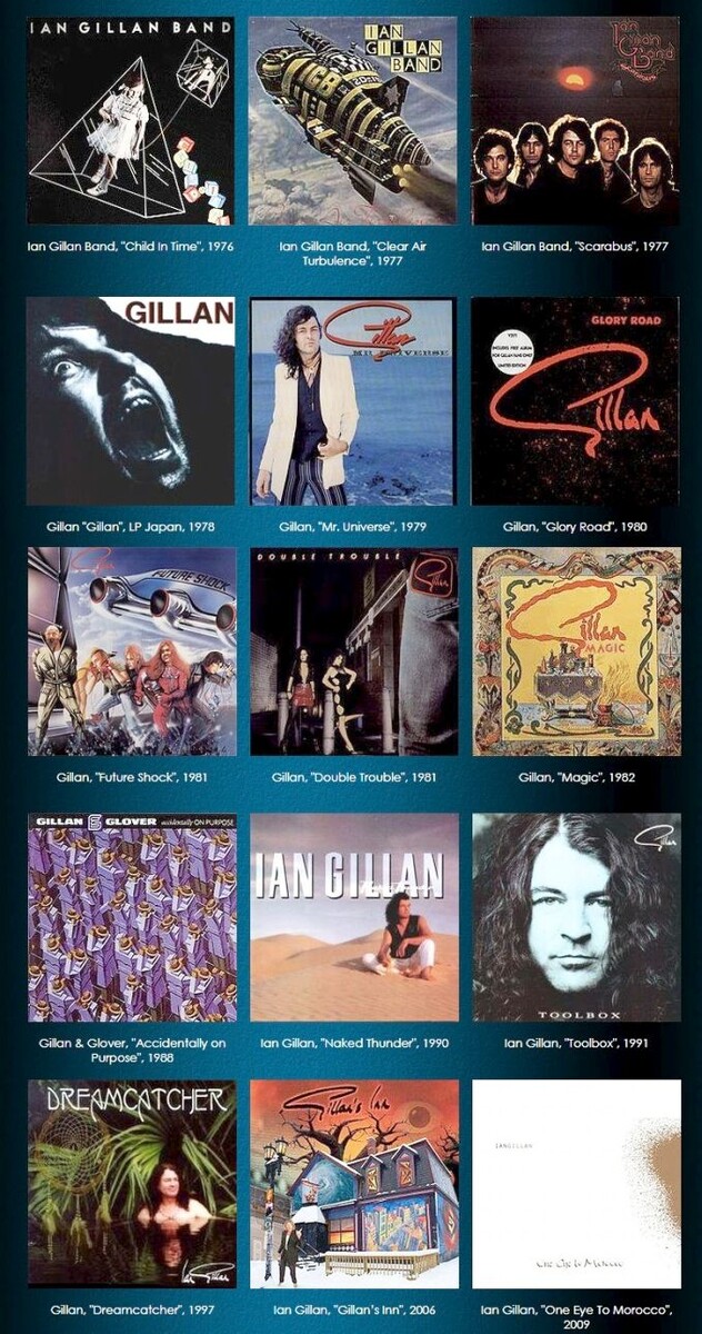 Все сольные диски Иэна Гиллана с 1976 по 2009 годы. За бортом остался только один - "Cherkazoo and Other Stories", который записывался Гилланом в 1972-1974 гг., но вышел только в 1992 году как сборник демо-записей