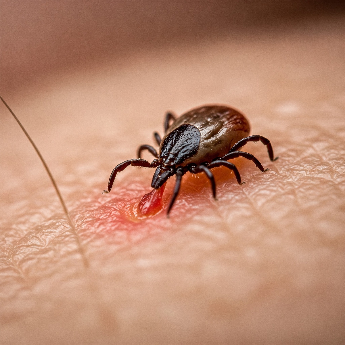 На картинке изображён клещ, присосавшийся к коже человека. Клещ имеет восемь ног и коричневый цвет. Клещи-это паразиты которые питаются кровью животных и людей. Они могут переносить опасные заболевания. 