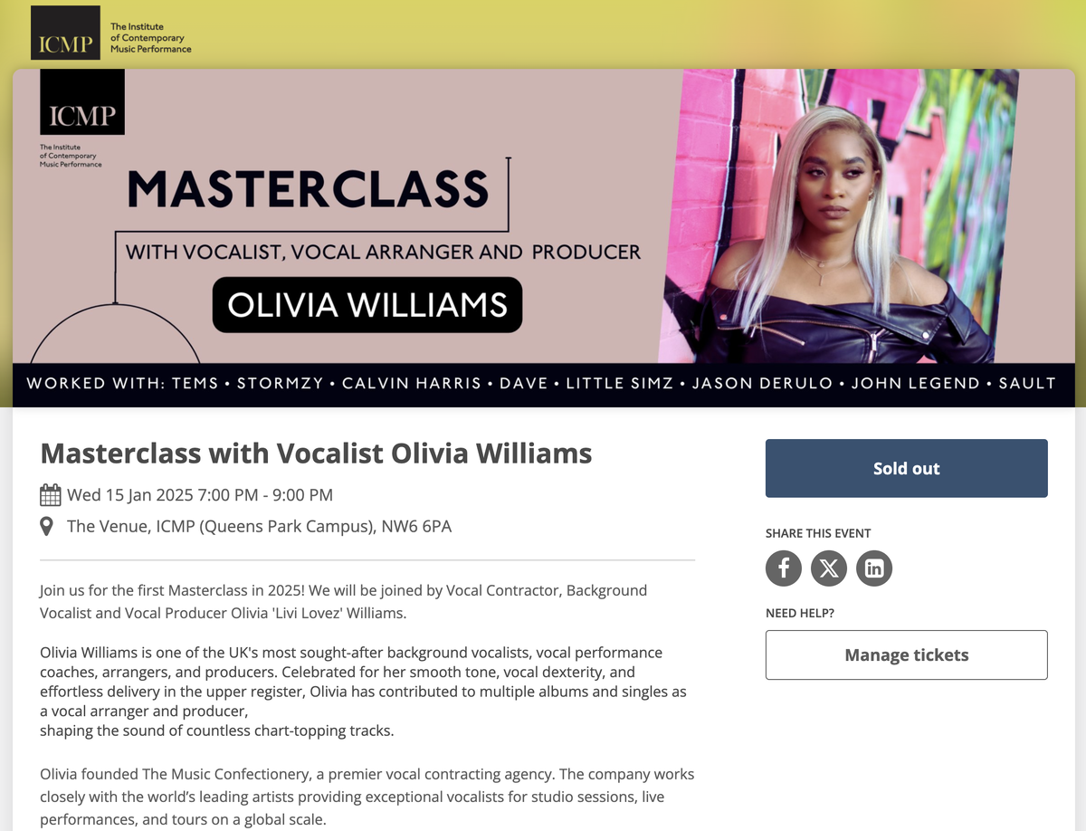 Мастер-класс с Оливией Уильямс в Лондоне 