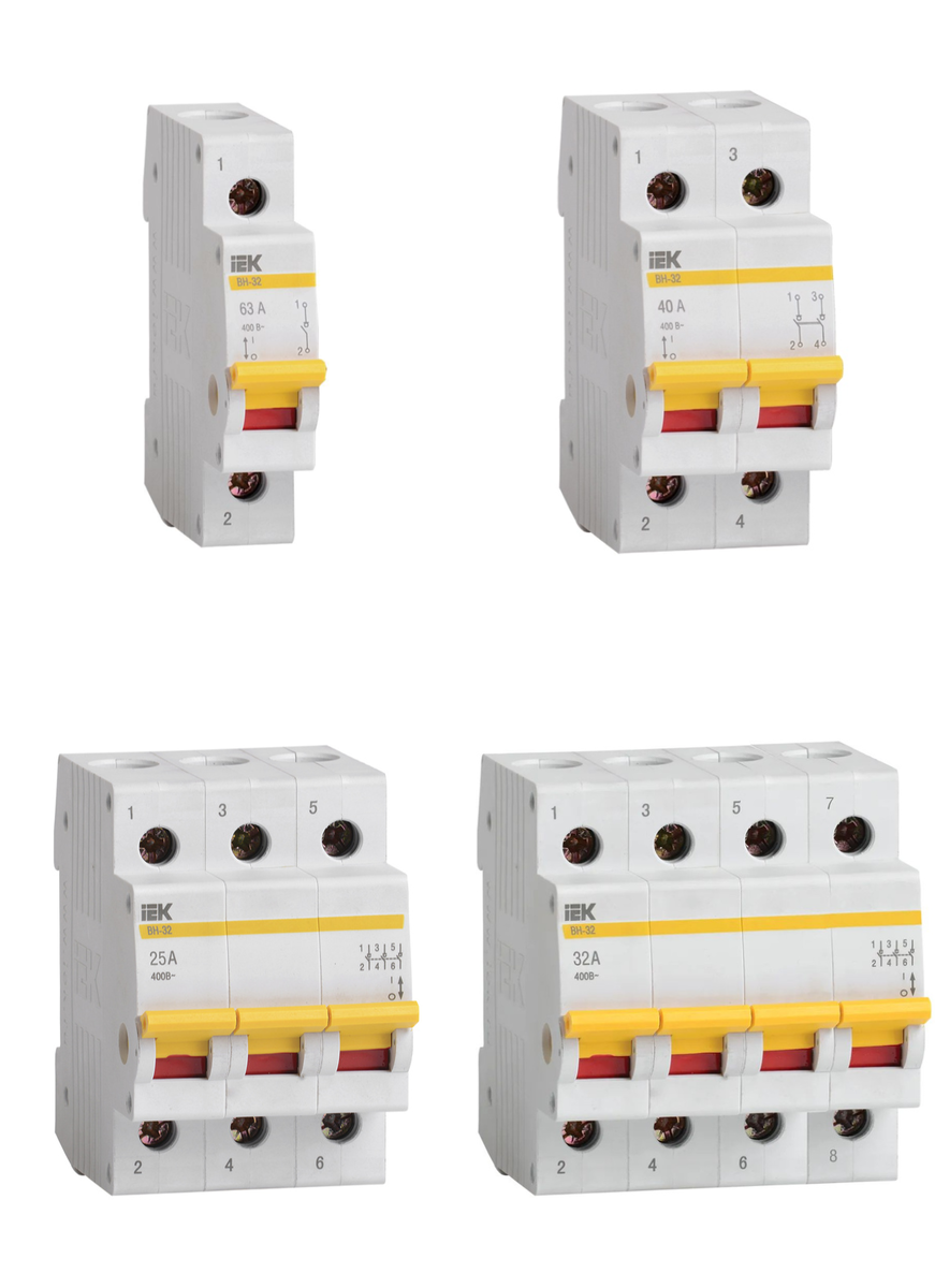 Примеры количества полюсов у автоматических выключателей на примере фирмы ИЭК.