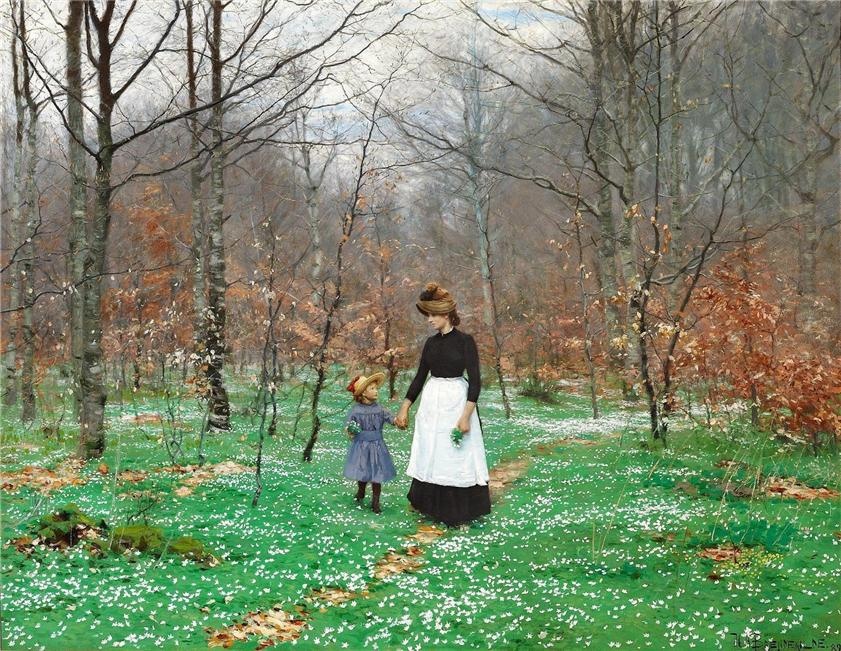 Hans Andersen Brendekilde (1857-1942). Весна. Первые анемоны.