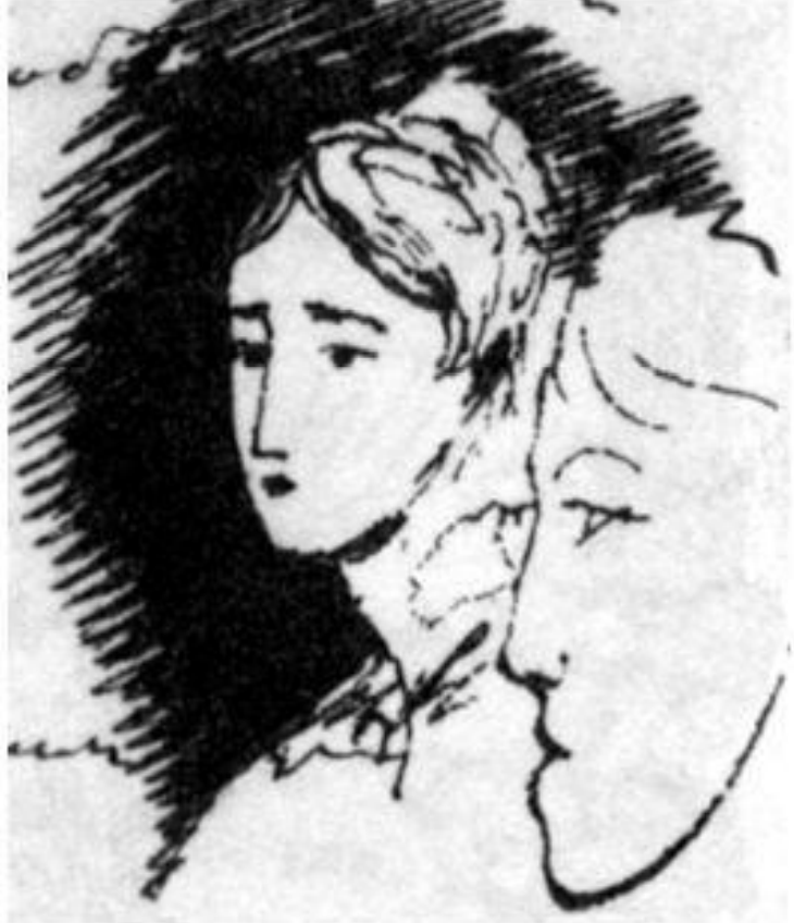Наталья Гончарова с сестрой Александрой (справа). Рисунок А. С. Пушкина