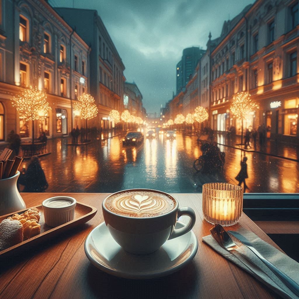 Настроение - зимний вечер в кафе