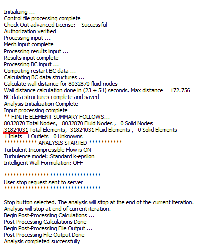 Скриншот статуса расчета