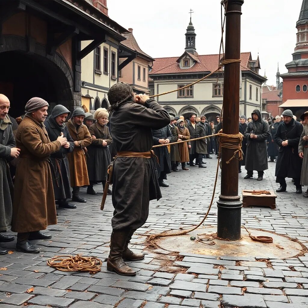 ИИ не хочет рисовать страшные наказания и видит это так. Картинок в сети много, можете сами посмотреть.