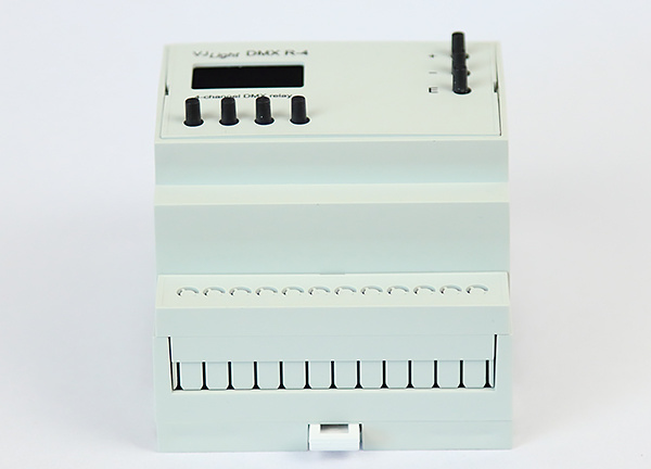 VJLight DMX R-4 - DMX реле на DIN рейку 4 канала с рзъемными клеммниками по 6А на канал https://shop.show-device.ru/VJLight-DMX-R-4.html