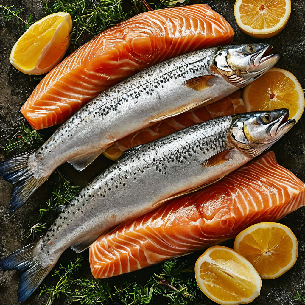 Лосось, сардина.