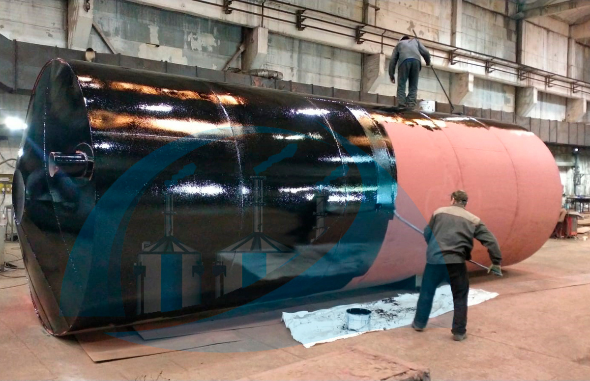 нанисение битумной мастики на резервуар стальной-изготовитель ЗСО-КВАЗАР