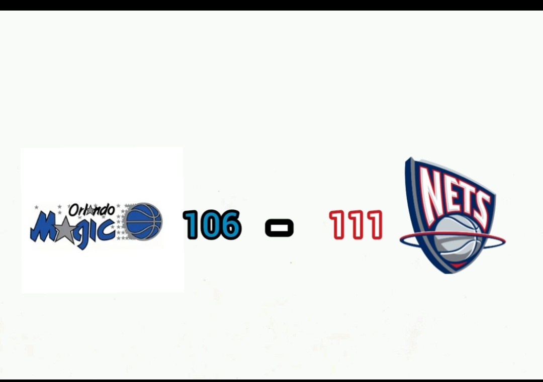 Счёт первой игры команды из Орландо. На изобажении эмблема "Орландо Мэджик", которая была с 1989 по 2000 год. А также эмблема клуба, который тогда назывался "Нью-Джерси Нетс".Отредактировано YouCut:https://app.youcut.net/BestEditor