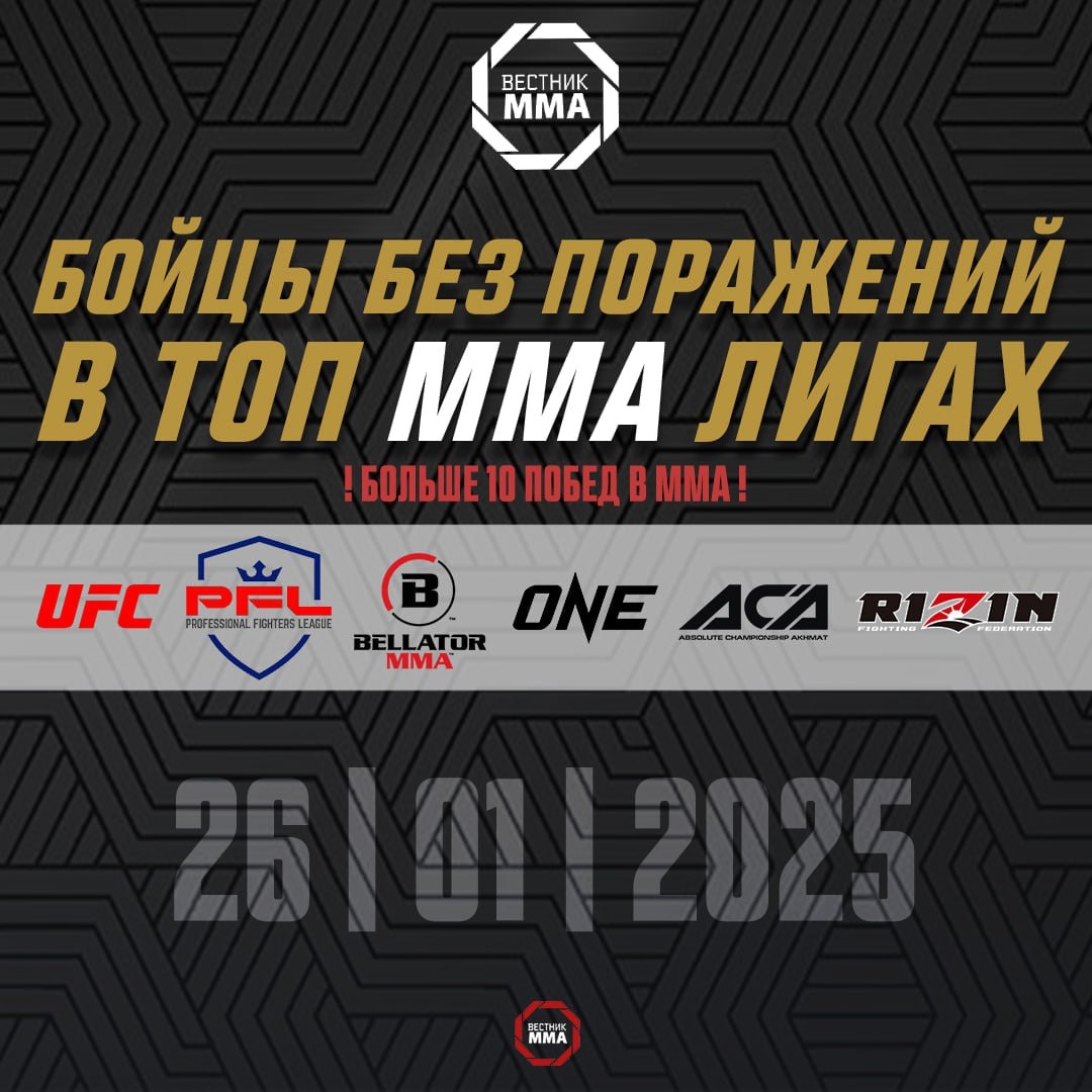 Бойцы без поражений в ТОП ММА лигах 26.01.2025