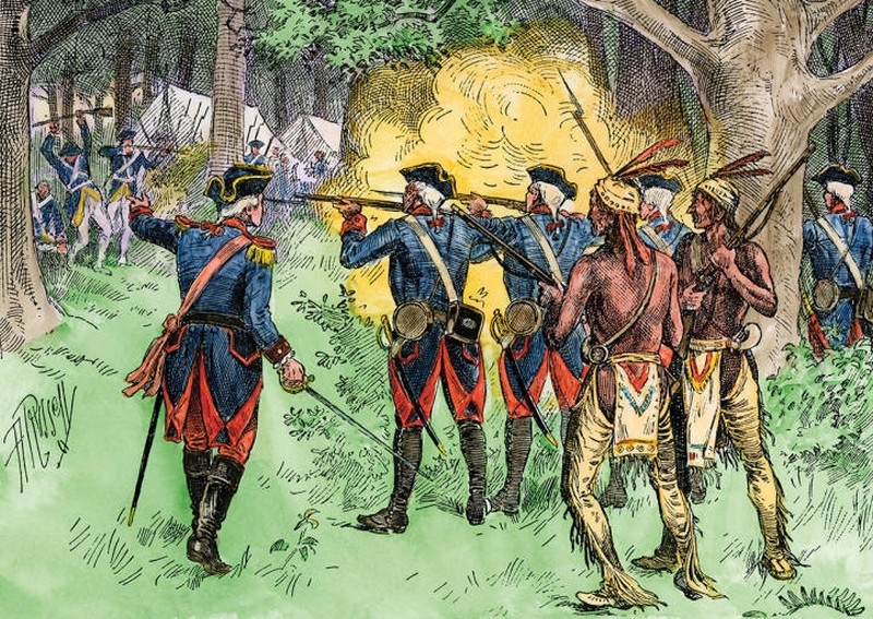 Джордж Вашингтон нападает на французов в 1754 году.