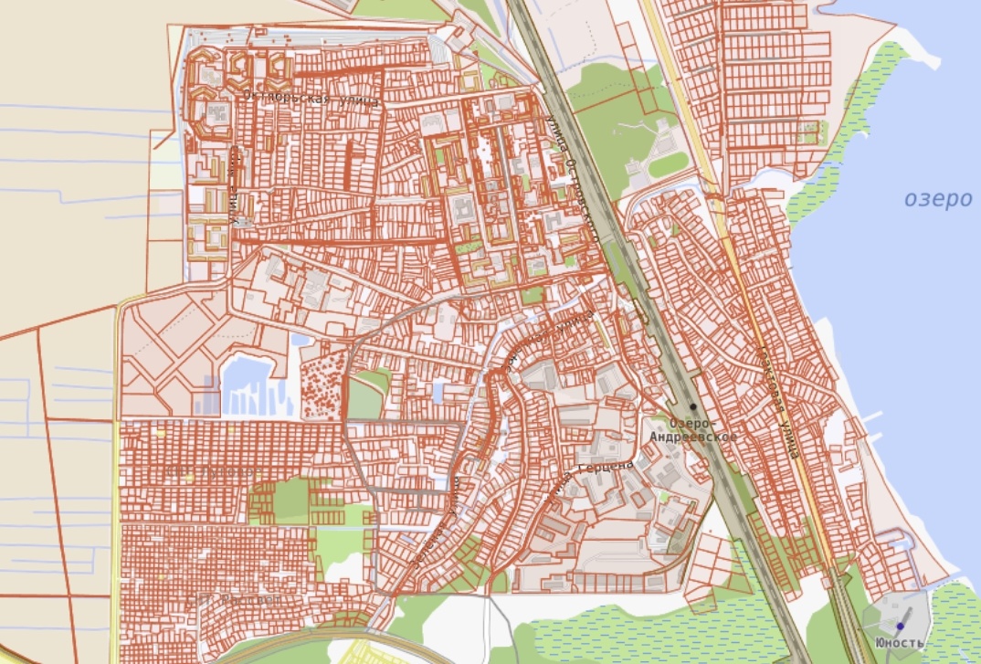 Пример, как выглядят участки на публичной кадастровой карте России